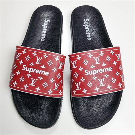 supreme louis vuitton slides|Louis Vuitton jean slide.